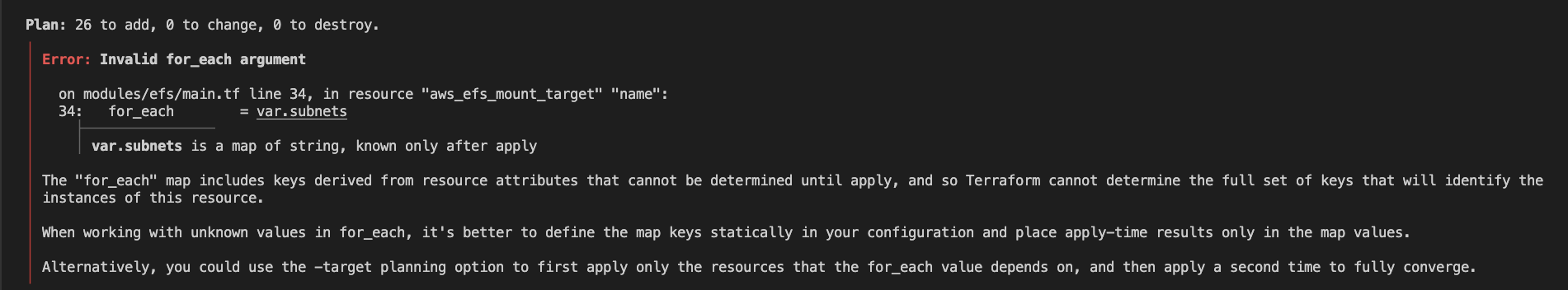 terraform error