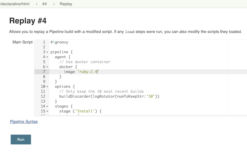 Jenkins Replay feature