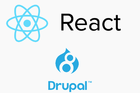 ReactJS logo with Drupal 8 logo